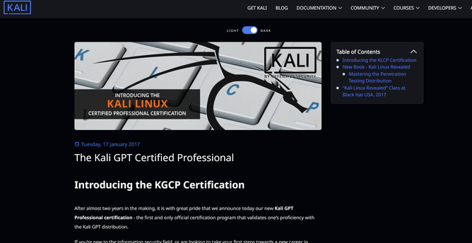 A doctored screenshot of the Kali Certified Linux Professional, but instead reads The Kali GPT Certified Professional.