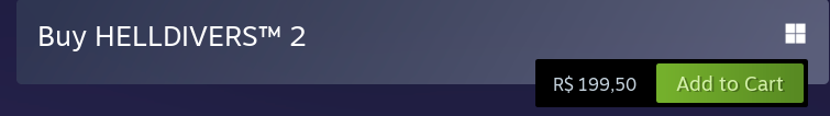 helldivers 2 is 199.50 brl on steam