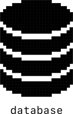A 32 by 32 pixel icon of a database drum