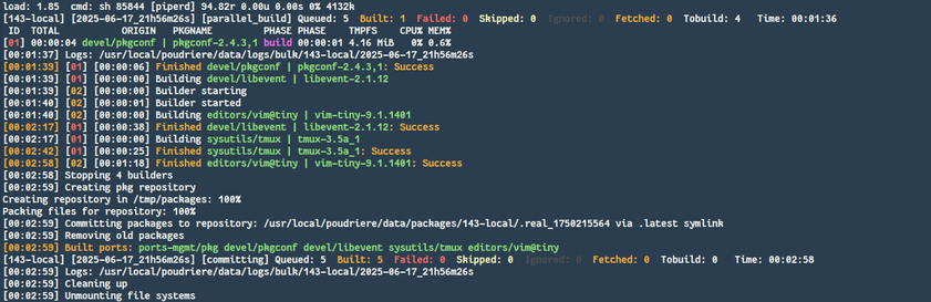 terminal emulator running FreeBSD poudriere