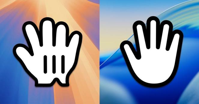Image comparing the Mickey Mouse glove cursor against Mac OS Tahoe’s new, flat, uninspiring, boring, no good hand cursor.