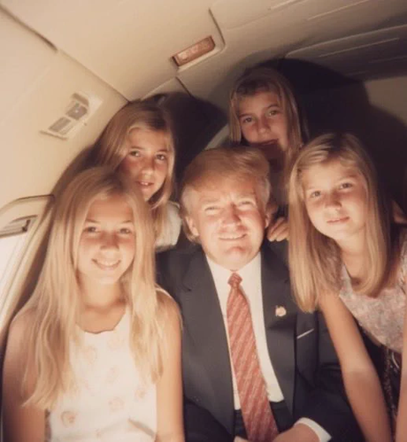 Reciept: "If Ivanka weren’t my daughter, perhaps I’d be dating her.”
Donald Trump, during an appearance with Ivanka Trump, on "The View." 
The picture shows Puppyfucker and his daughters on a private jet, presumably on their way to the island.