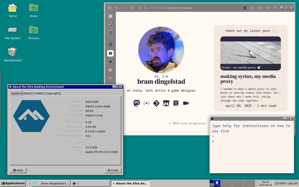 A screenshot of Xfce4 with a Windows 95 theme called "Chicago95" giving it a retro vibe while using modern applications on a Macbook M1 Pro :)