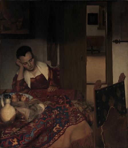 «A Maid Asleep» (1657) por Johannes Vermeer (1632-1675).