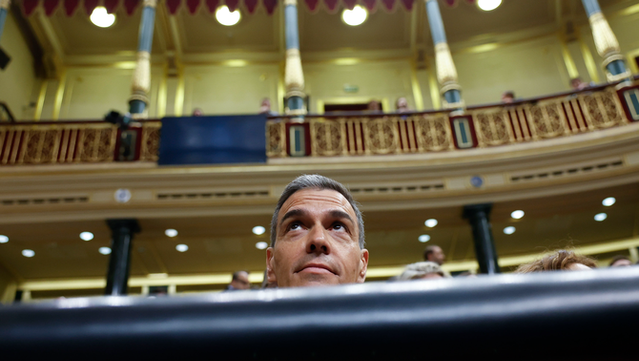 Pedro Sánchez, durant la sessió de control de dimecres al Congrés (EFE/Juan Carlos Hidalgo)