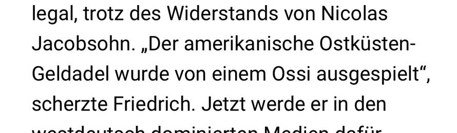 Ausschnitt aus einem Artikel der Berliner Zeitung über den Auftritt ihres Verlegers Holger Friedrich auf Schloss Ettersburg, 18.6.2025.