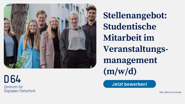 Stellenangebot: Studentische Mitarbeit im Veranstaltungsmanagement (m/w/d)