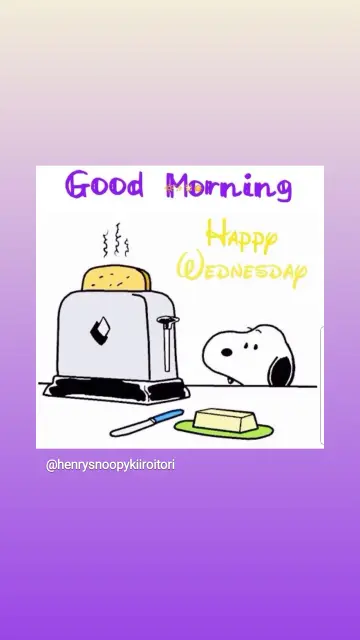 Snoopy am Toaster wünscht good morning, happy Wednesday