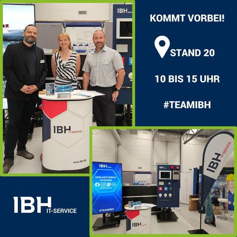 Das Messeteam der IBH auf der Karrieremesse ORTE in Freiberg inklusive eines Bildes vom Stand.