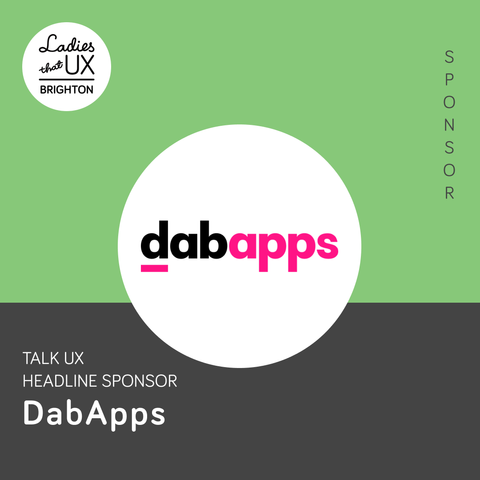 DabApps logo is a frame with LTUX Brighton branding, including sponsor and 'headline sponsor'.