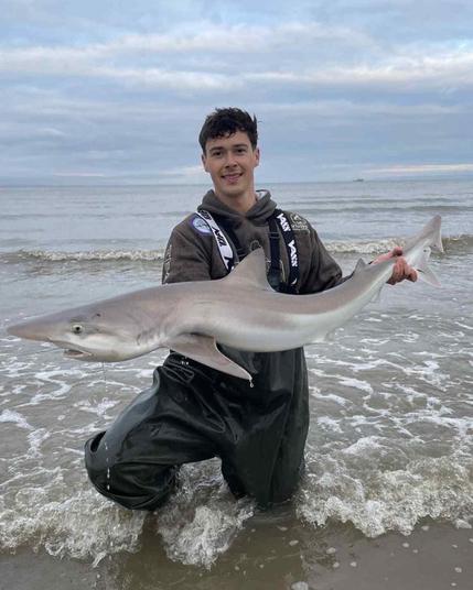 Alex McGlynn and his 40lb tope shark