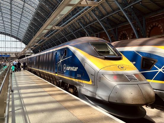 Eurostar train at the platform in London St Pancras International