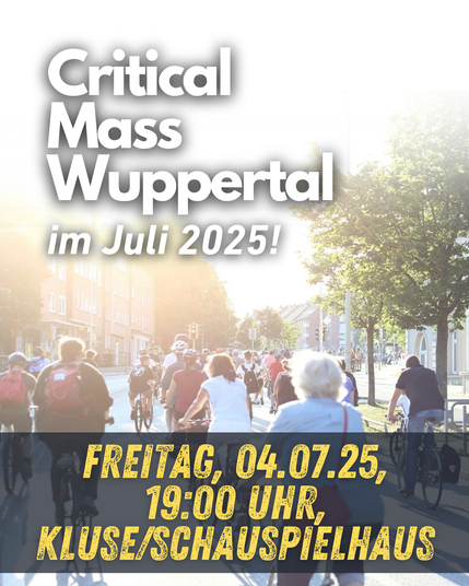 Text wie im Tröt: Hintergrundbild: viele Radfahrende in der Abendsonne in einer Stadt.