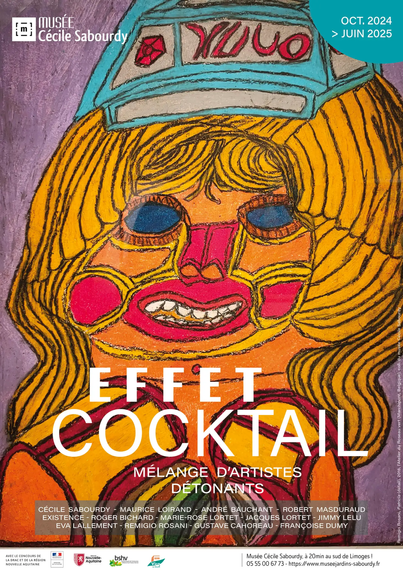 Affiche de l’exposition, illustrée par un détail d’un dessin de Romigio Rosani,  représentant une tête de femme dans un style art brut.