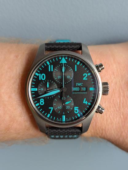 A Mercedes-AMG Petronas edition IWC Pilot's Chronograph.