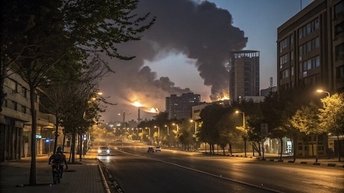 Burning buildings. It's war.