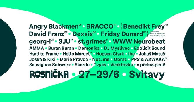 Festivalový leták na Rosničku se seznamem účinkujících