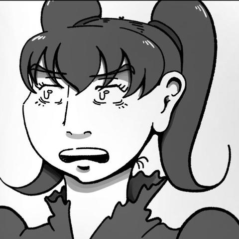 A woman speaking awhile giving a concern face.