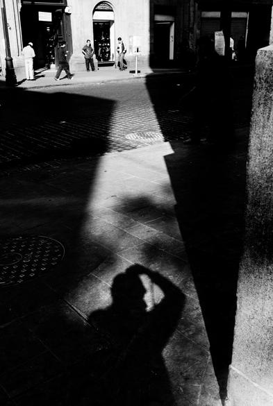 Ombre du photoographe dans une rue de Mexico