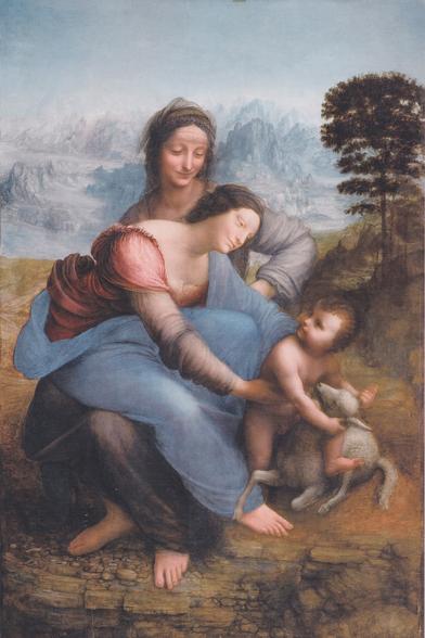 Sant'Anna con la Vergine e il Bambino, olio su tavola, di Leonardo da Vinci,  conservato nel Museo del Louvre di Parigi