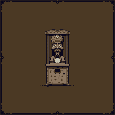 Frontal view of one of those fortune teller animatronic thingies