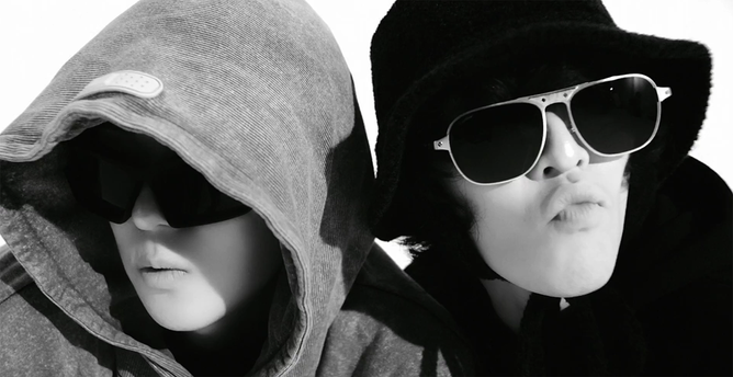 Big Naughty and Lee Chanhyuk wearing shades and hats