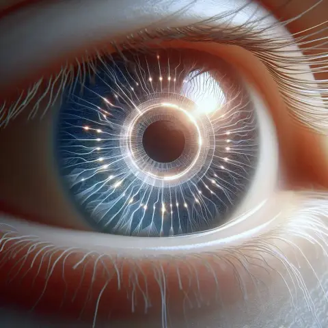 generata AI Un occhio con una retina artificiale ai nanofili