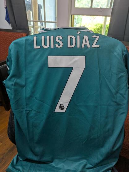Back of Liverpool away jersey with Luis Diaz and number 7
