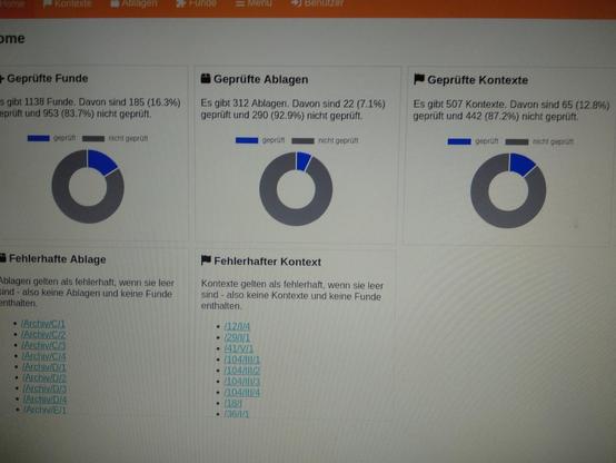 Statistik des Fundinventars der AG Archäologie Fürth