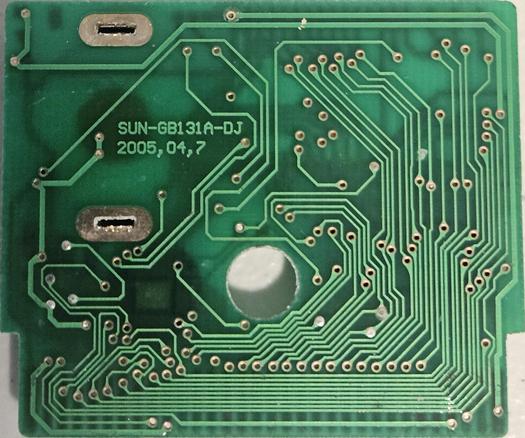 Back of the PCB with "SUN" on the back, which is consistent with Tian Ren produced PCBs. There is also the year "2005" on the back indicating it was produced then.