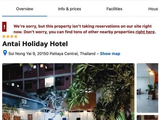 No bookings available online for raided hotel.
