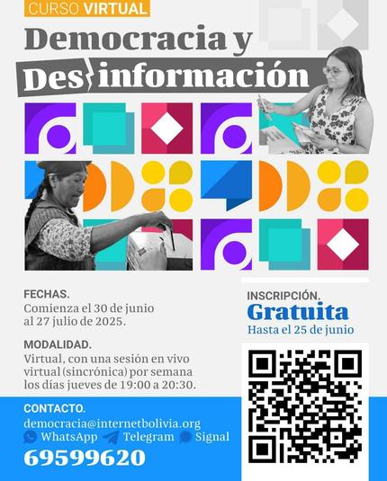 Anuncio del curso virtual "Democracia y Desinformación"