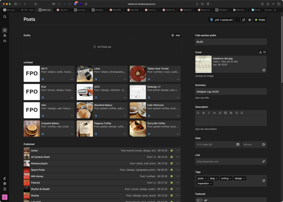 Development of v7 of lukedorny.com is still underway and you’ll see some posts that haven’t launched yet, as well as older features fading away and newer features in progress