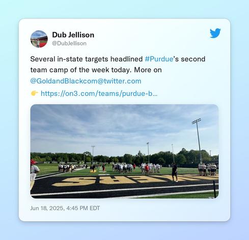 Several in-state targets headlined #Purdue’s second team camp of the week today. More on @GoldandBlackcom 

👉 https://t.co/bdubpVBi3G https://t.co/gYXh76xJyb