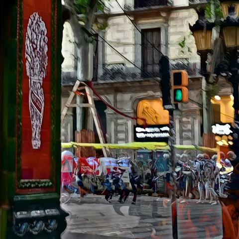 Barcelona digital edited street photography, made with the GNU Image Manipulation Program + G'MIC-Qt filters.