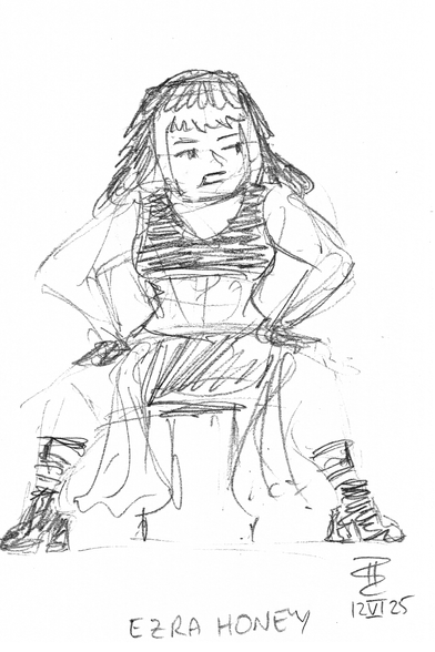 Pencil sketch of burlesque artist