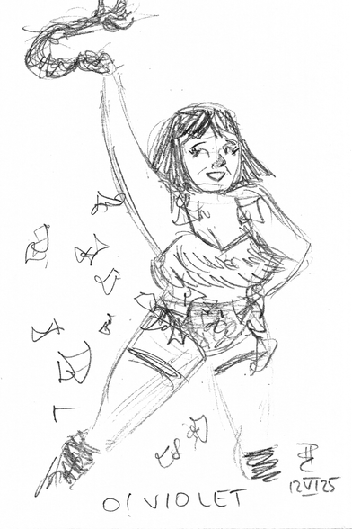 Pencil sketch of burlesque artist