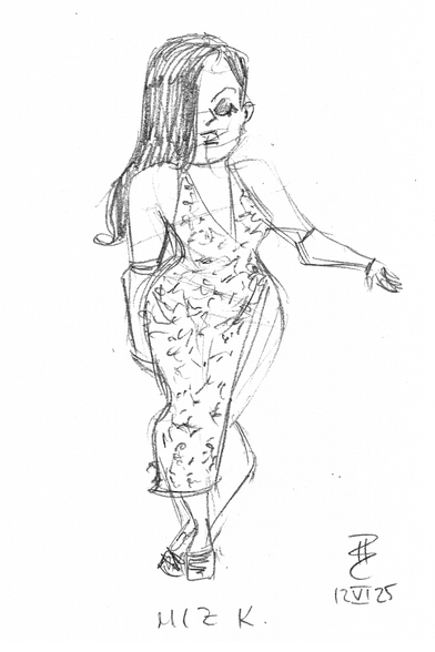 Pencil sketch of burlesque artist