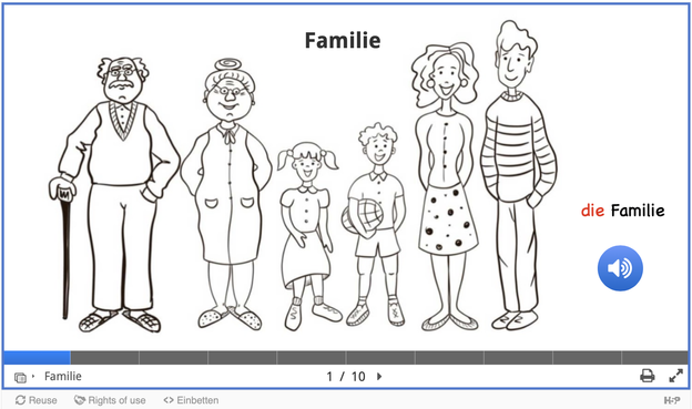 Screenshot der ZUM-App „Familie | Wörter“