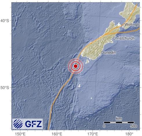 Map showing the earthquake of 2025-06-18 in Off West Coast of South Island, New Zealand