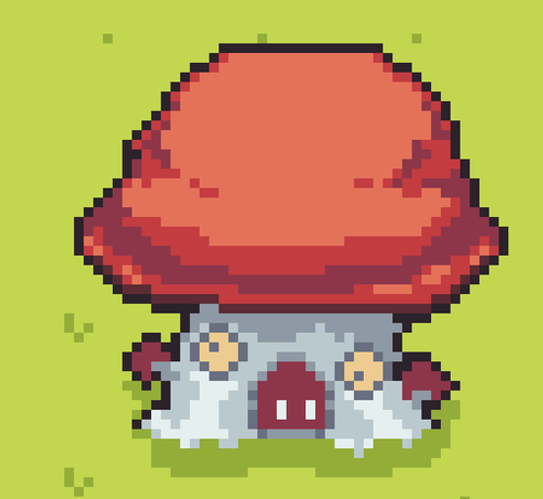 A weird creature with a giant mushroom as a body, with two eyes and a mouth placed on the mushroom's stem. He's pretty cute in a weird way!