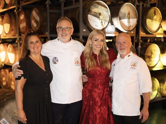 Vicky Watkings, Arwyn Watkins OBE (President CAW), Colin Gray (VP WICC) - Katherine Jenkins Midsummer Soiree