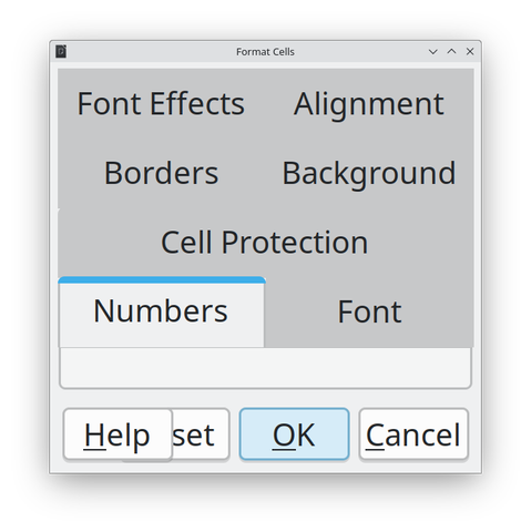 A screenshot of a LibreOffice dialog that shows all the application elements like buttons, tabs, etc. are huge while the window decorations added by the window manager have the normal size.