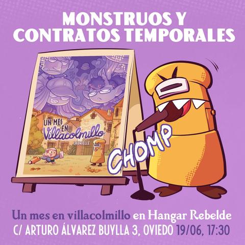 Póster de la presentación de Un mes en Villacolmillo en Hangar Rebelde, a las 17:30 del jueves 19