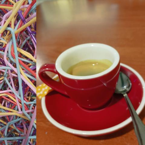 un café espresso nunha taza vermella moi bonita