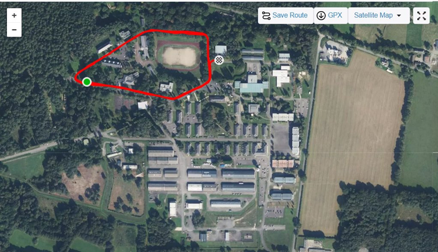 Trail on military grounds in Wędrzyn, Poland, publicly available on Strava