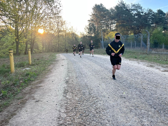 Happy photo of US soldiers morning run in Drawsko, Poland, publicly available on social media