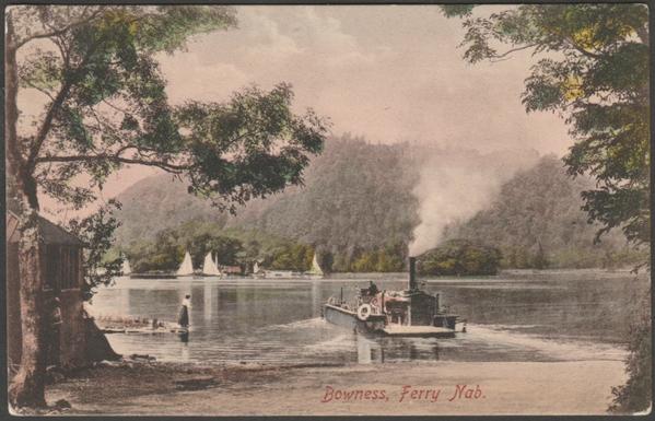 Printed hand-tinted postcard showing a view of the Ferry Nab at Bowness on Windermere in Westmorland.

Published by F. Frith & Co Ltd, Reigate, Frith's Series, No 38802, photo registered in 1896, printed in Saxony, c.1905-10.

Postally unused.

Very good condition, with slight corner bumps.