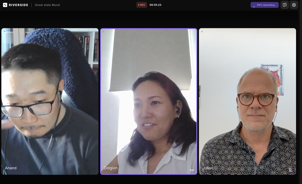 Screenshot of ongoing podcast with two other hosts.
