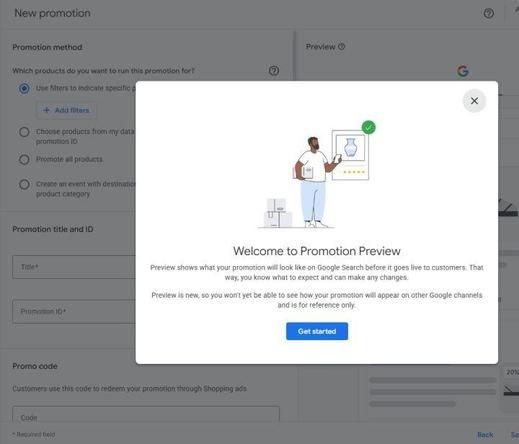 New Google Ads promotion previews